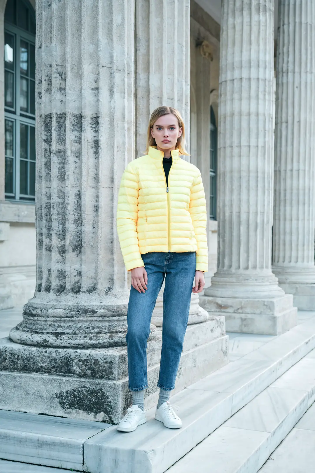 Kadın Light Jacket - Basic Şişme Mont  - Sarı