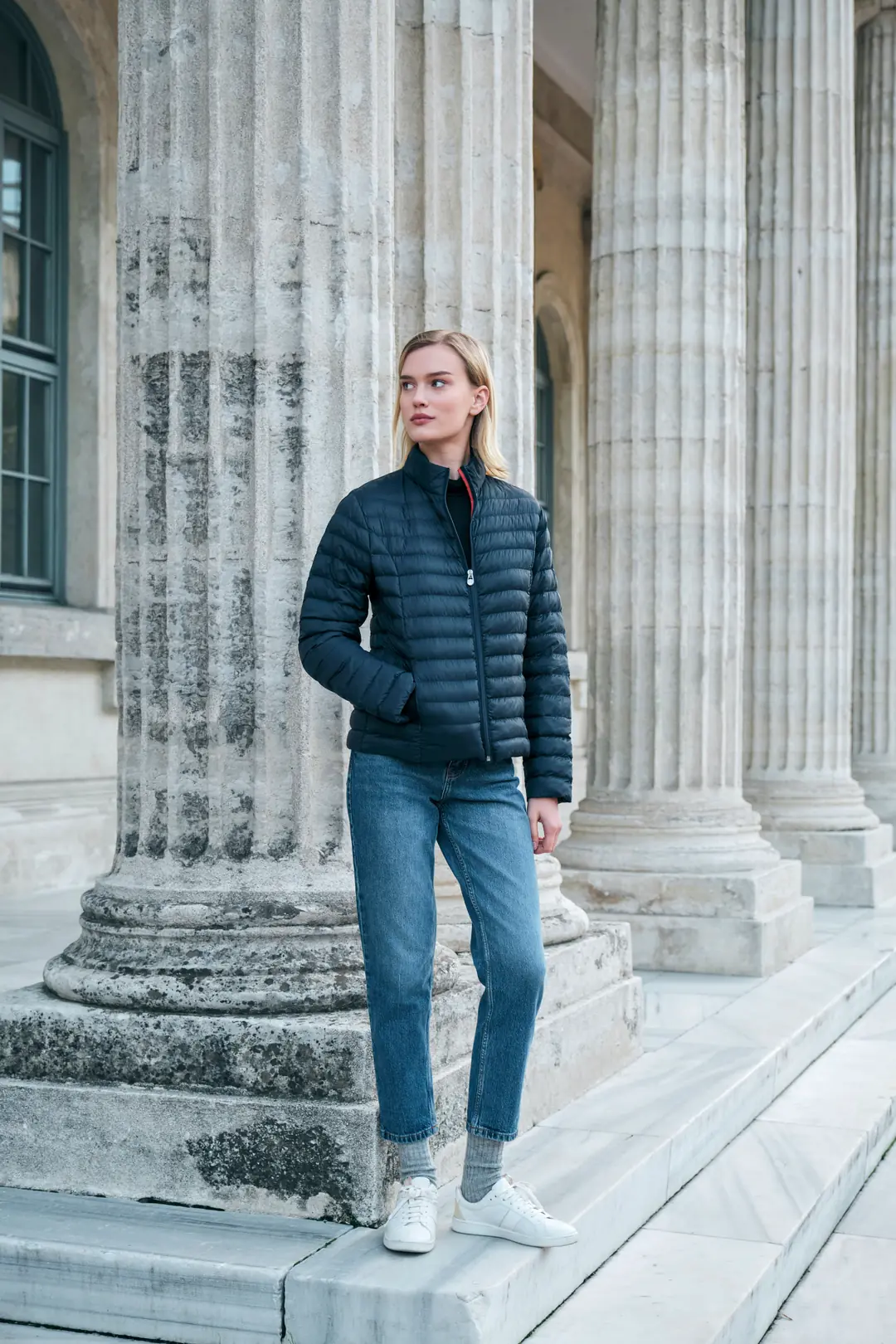 Kadın Light Jacket - Basic Şişme Mont  - Lacivert