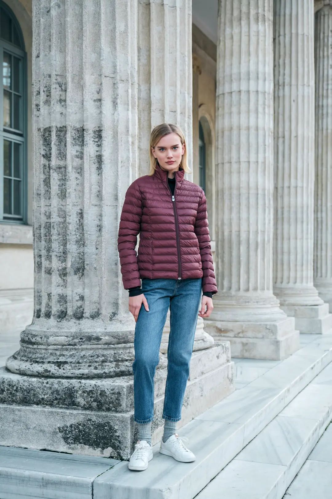 Kadın Light Jacket - Basic Şişme Mont  - Bordo