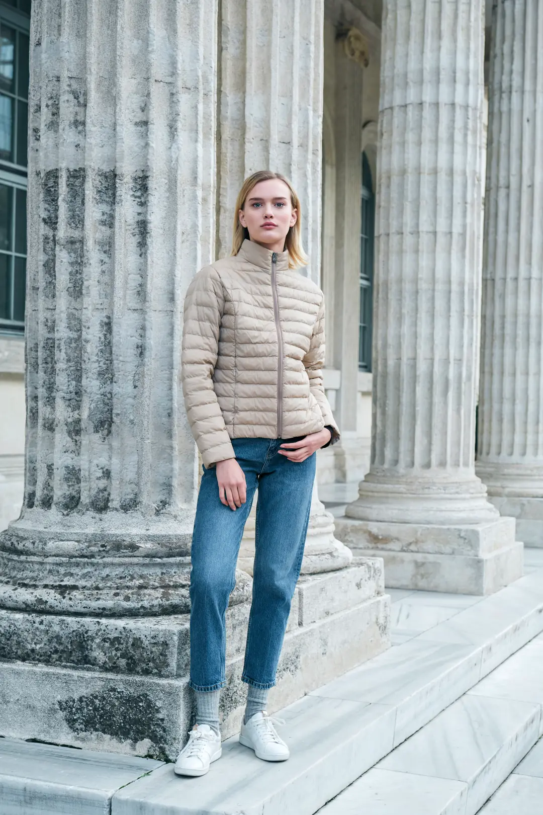 Kadın Light Jacket - Basic Şişme Mont  - Bej