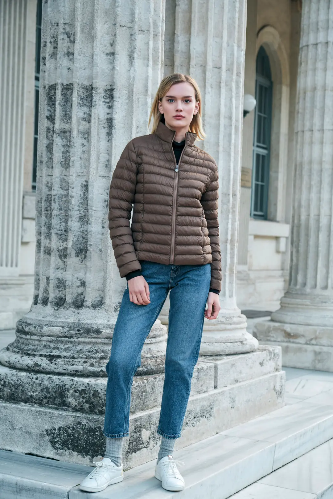 Kadın Light Jacket - Basic Şişme Mont  - Kahverengi