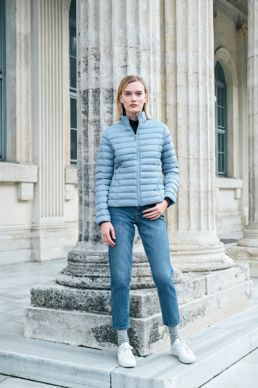 Kadın Light Jacket - Basic Şişme Mont  - Açık Mavi