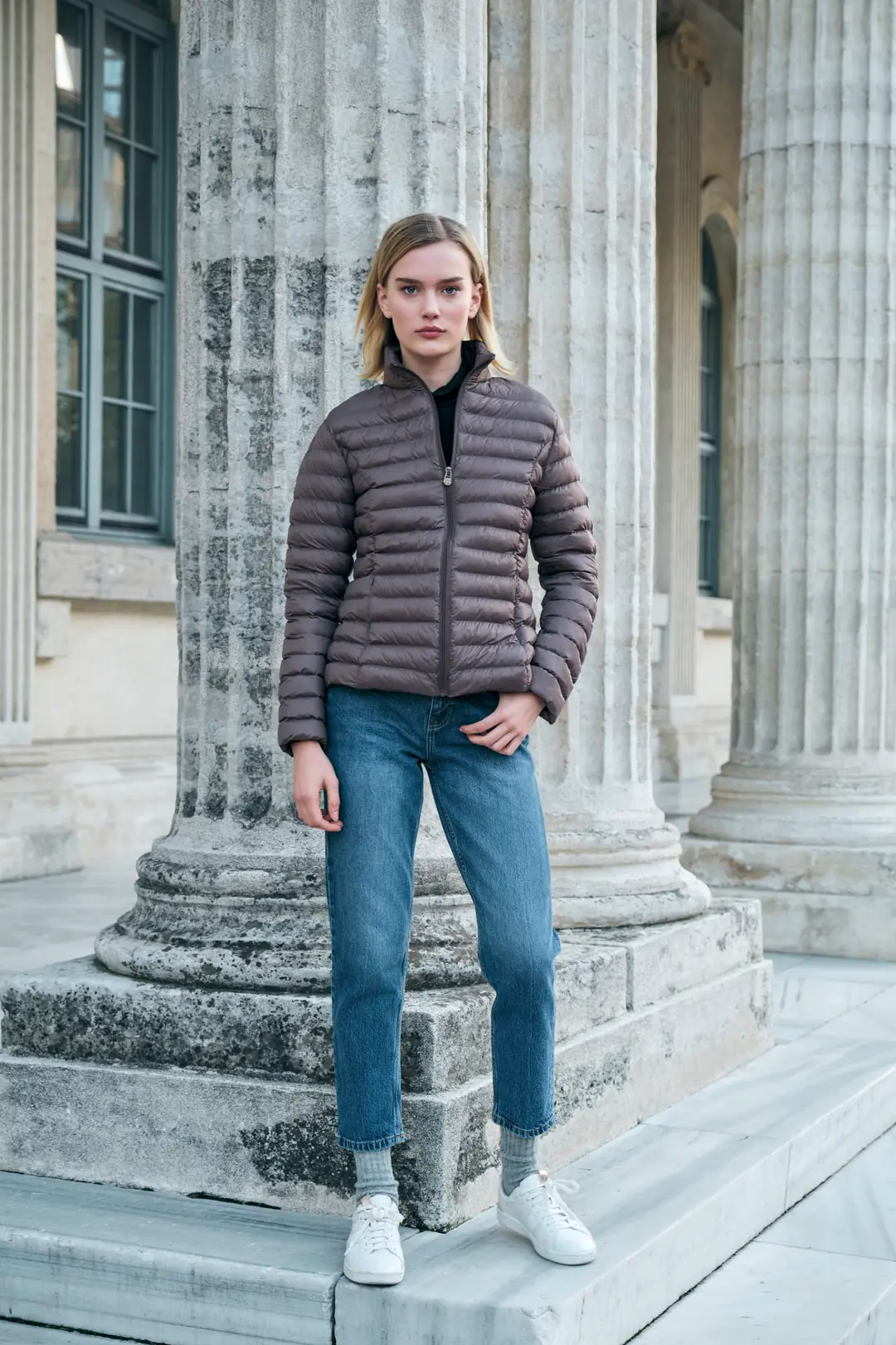 Kadın Light Jacket - Basic Şişme Mont  - Antrasit